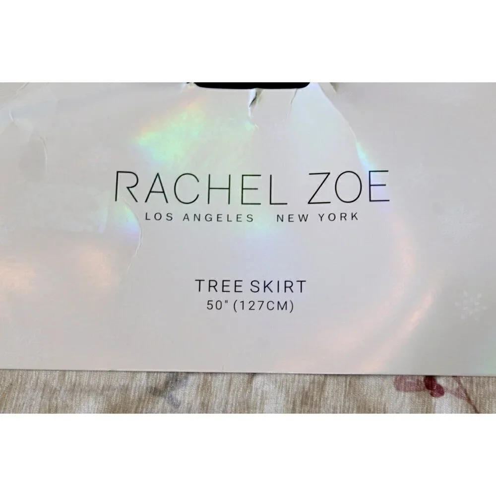 Rachel Zoe Christmas Tree Skirt Poinsettia Floral print Rhinestone 50